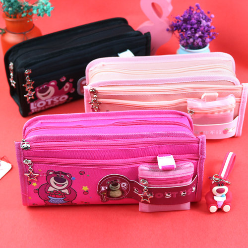 草莓熊笔袋大容量卡通粉色小熊文具盒女孩中小学生可爱文具袋礼物