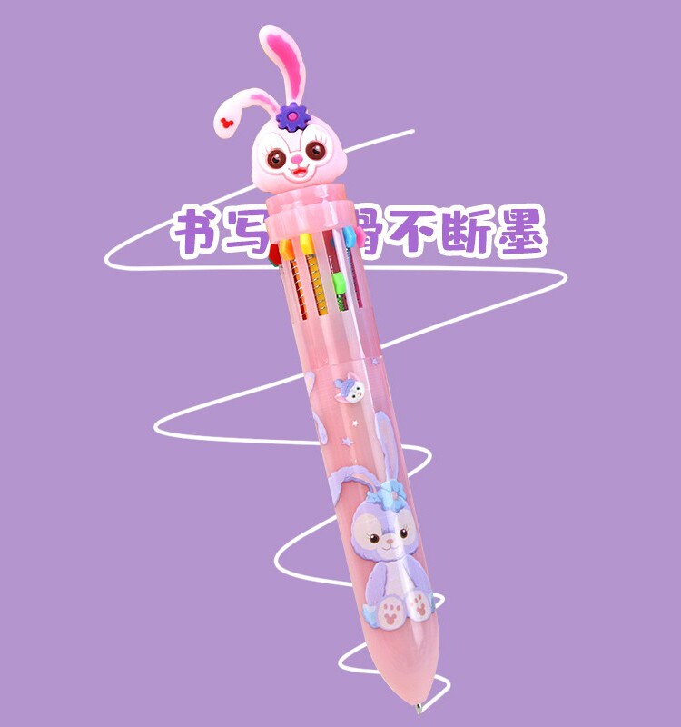 무료 배송 귀여운 스타 듀 12 색 볼펜 컬러 다기능 프레스 인터넷 연예인 멀티 컬러 디즈니 토끼 오일 펜