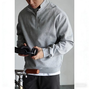 流行休闲上衣 休闲宽松Polo衫 美式 复古半拉链立领卫衣男春秋新款