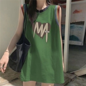 纯棉多巴胺吊带背心女外穿夏2025宽松无袖 坎肩T恤遮屁股大码 上衣