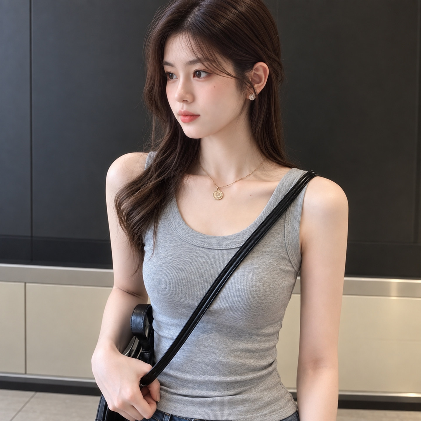 外星辣妹基础款螺纹吊带背心