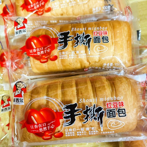 米西尔手撕面包红豆沙馅100g学生早餐湿软面包代餐