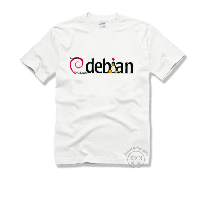 新款 人工智能电脑程序员短袖LINUX开源系统DEBIAN短袖棉T恤包邮