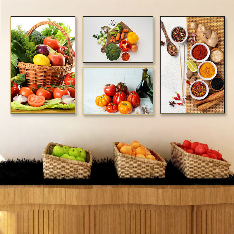蔬菜水果装饰画生鲜超市轻食店素食馆挂画沙拉店奶茶店小清新壁画