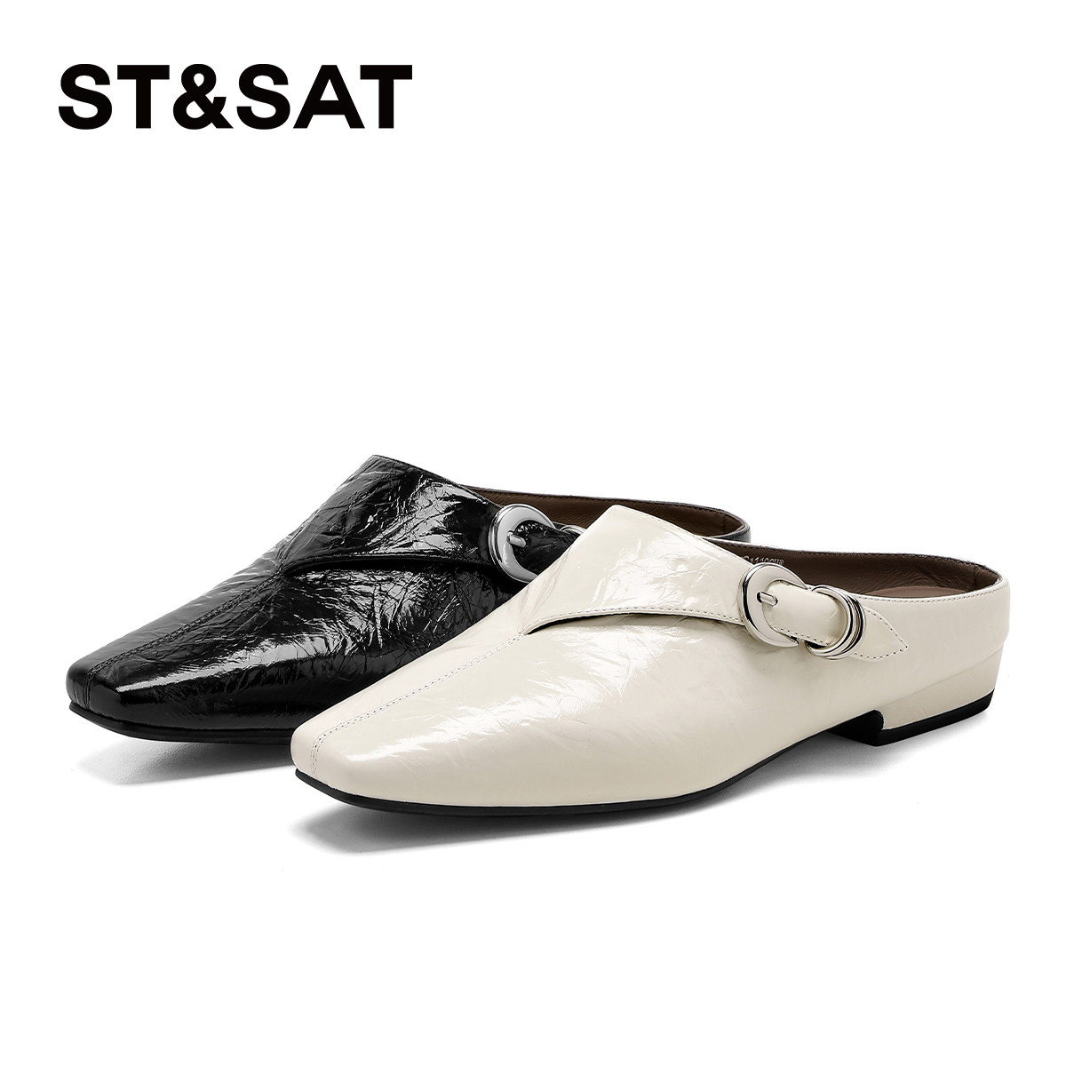 星期六真皮包头拖鞋女2026新款春季外穿一脚蹬穆勒鞋法式浅口单鞋,女鞋,包头拖,淘宝优惠券,粉丝福利购,淘宝优惠卷