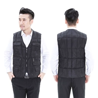 Áo vest nam mùa thu mùa đông xuống áo thun cotton trung niên không tay dày áo ấm áo vest ngắn giản dị - Dệt kim Vest cardigan nam 