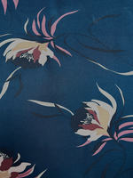 New polyester twill fabric spring and summer printed fabric with a navy blue base and floral patterns, non-transparent and non-elastic soft clothing fabric thumbnail 2