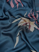 New polyester twill fabric spring and summer printed fabric with a navy blue base and floral patterns, non-transparent and non-elastic soft clothing fabric thumbnail 4