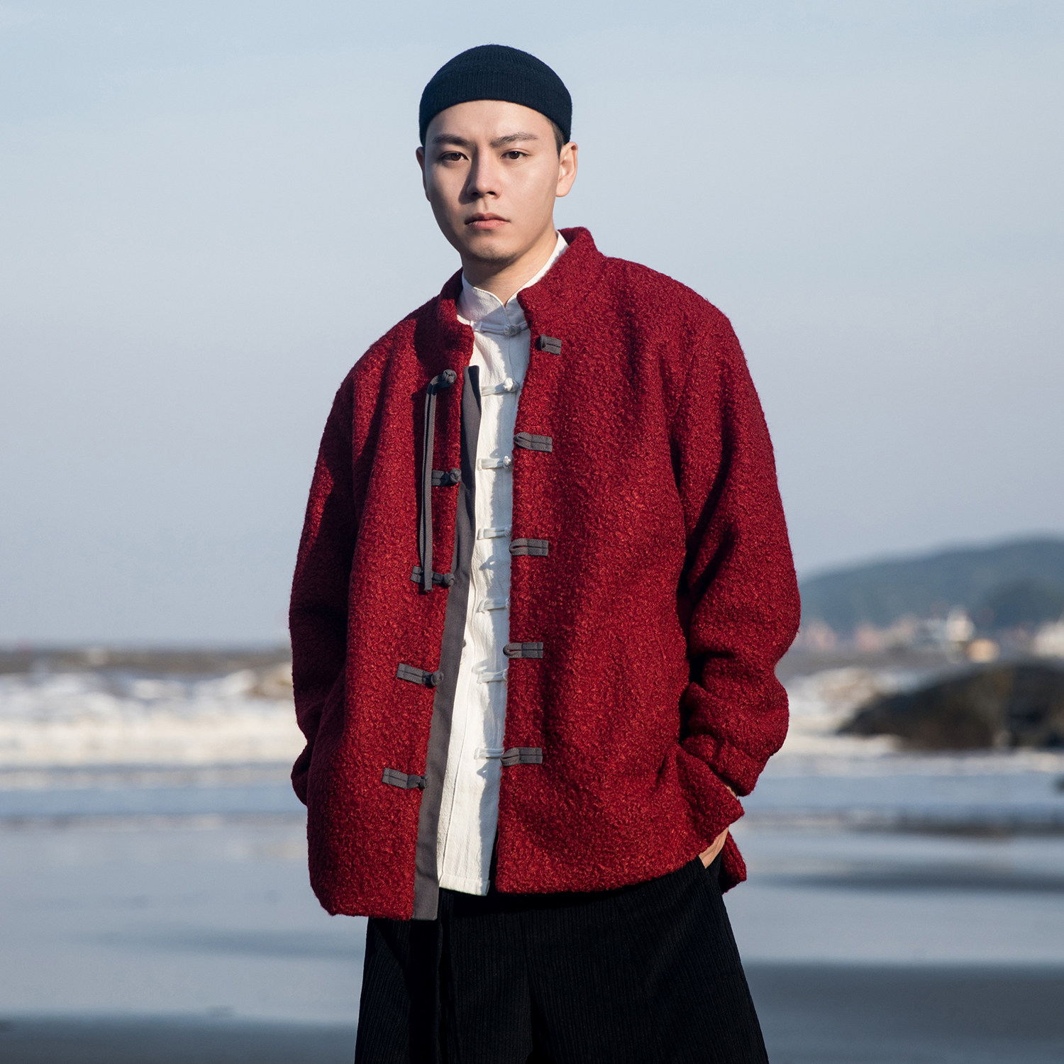 新中式羊羔毛外套男冬季加绒加厚中国风盘扣立领唐装保暖夹克棉衣,男装,唐装,淘宝优惠券,粉丝福利购,淘宝优惠卷