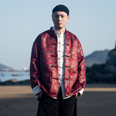 唐装 国潮立领夹克外套 海浪纹铜扣情侣上衣男中式 秋冬款 中国风男装