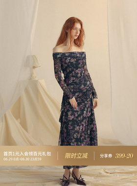 从那以后法式碎花裙礼服长裙女秋