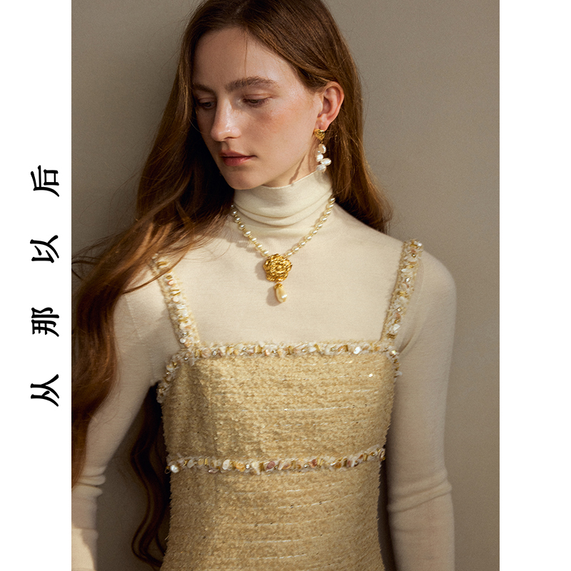 从那以后王室月光法式高领上衣长袖羊毛衫修身打底衫纯色内搭毛衣