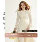 穿搭 裙子高级感轻礼服裙女秋季 从那以后法式 风白色长裙连衣裙长袖