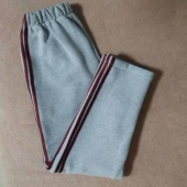 团体裤 订做加绒保暖高初中小学校服裤 子浅灰两道酒红杠中性运动裤