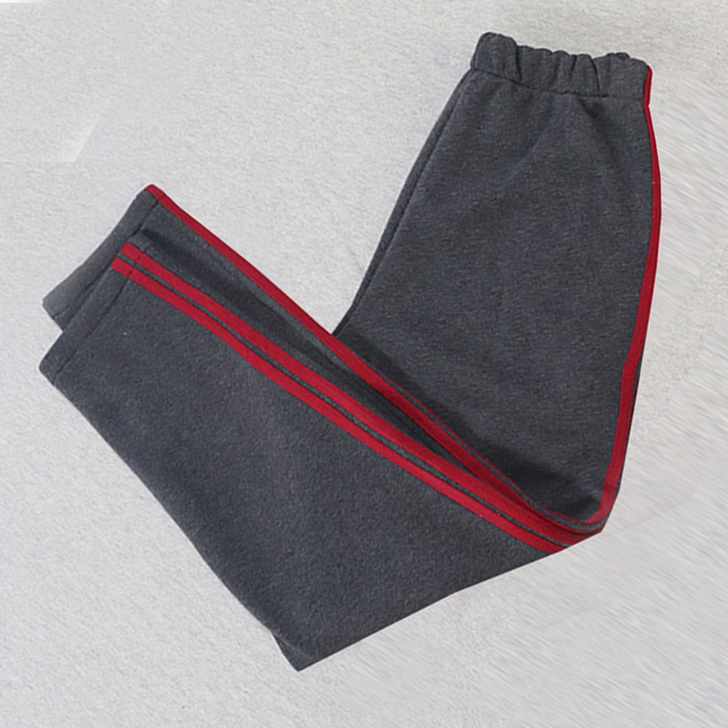 休闲宽松红色两道杠校服裤子