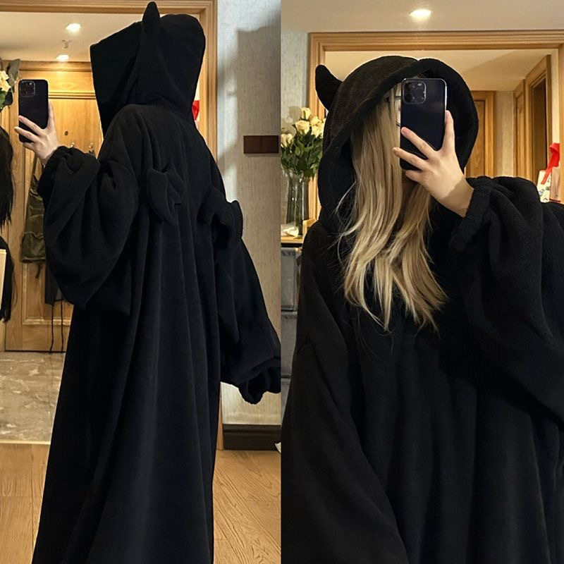 小恶魔睡袍家居服珊瑚绒可爱搞怪2025新款睡衣秋冬季网红韩版女款