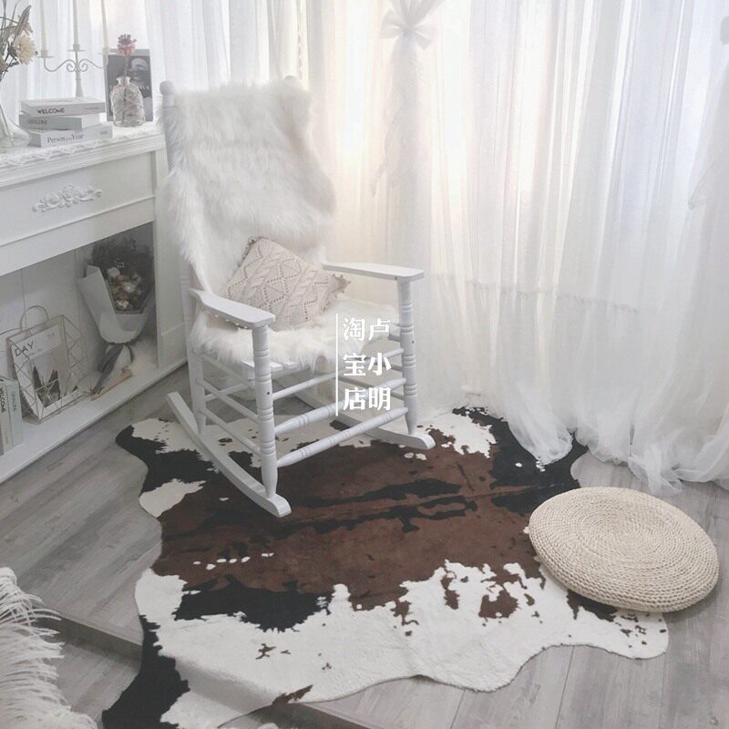 网红黑白棕牛斑马小红书快手抖音同款地毯仿动物地毯民宿店铺a10