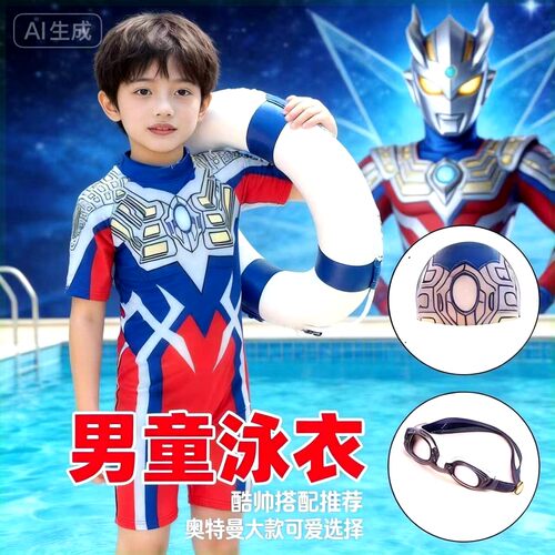 清仓2026新款男童赛罗奥特曼泳衣