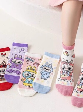 儿童袜子女2025新款爆款拉布布无骨潮袜女孩卡通童袜秋季款中筒袜