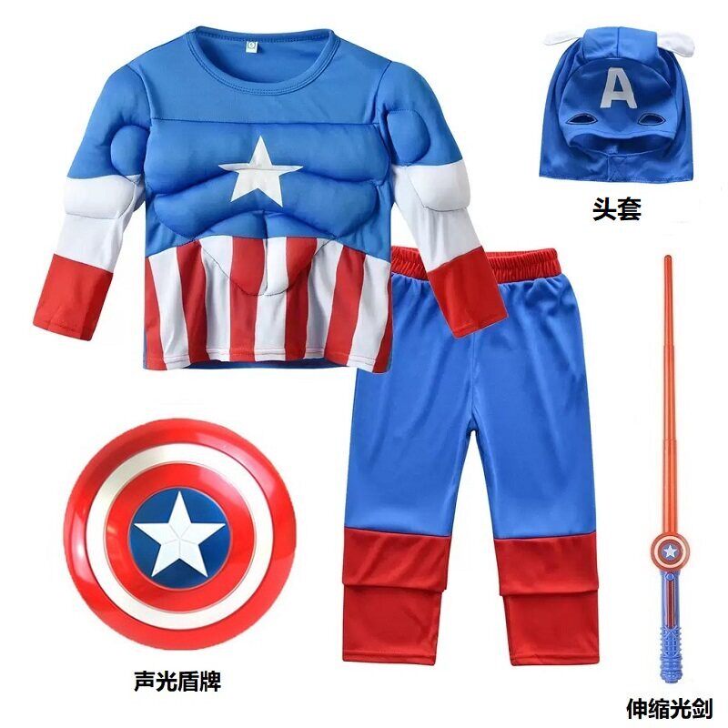 蜘蛛侠儿童男孩cospaly英雄战衣钢铁侠肌肉服六一儿童节装扮衣服