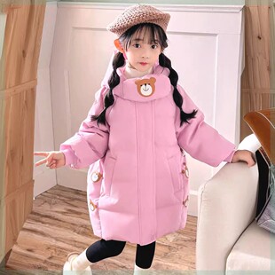 新年粉色2026新款儿童羽绒棉服中长款加厚时尚韩版男女童宝宝棉服