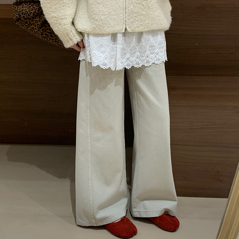 话里简约风气质卡其色弯刀裤2026春季新款高腰宽松显瘦休闲长裤女,女装/女士精品,牛仔裤,淘宝优惠券,粉丝福利购,淘宝优惠卷