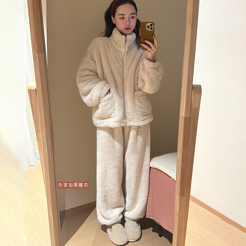 话里慵懒风立领拉链家居服