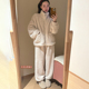 加厚保暖纯色睡衣套装 话里慵懒风立领拉链家居服2025冬季 新款 女