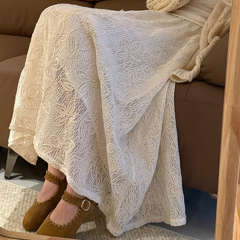 话里淑女温柔风垂感蕾丝半裙2026春季新款韩版显瘦甜美气质长裙女