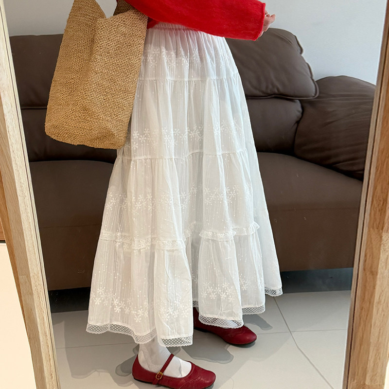 话里高腰显瘦棉质休闲半身裙2026春季新款韩版甜美气质休闲长裙女