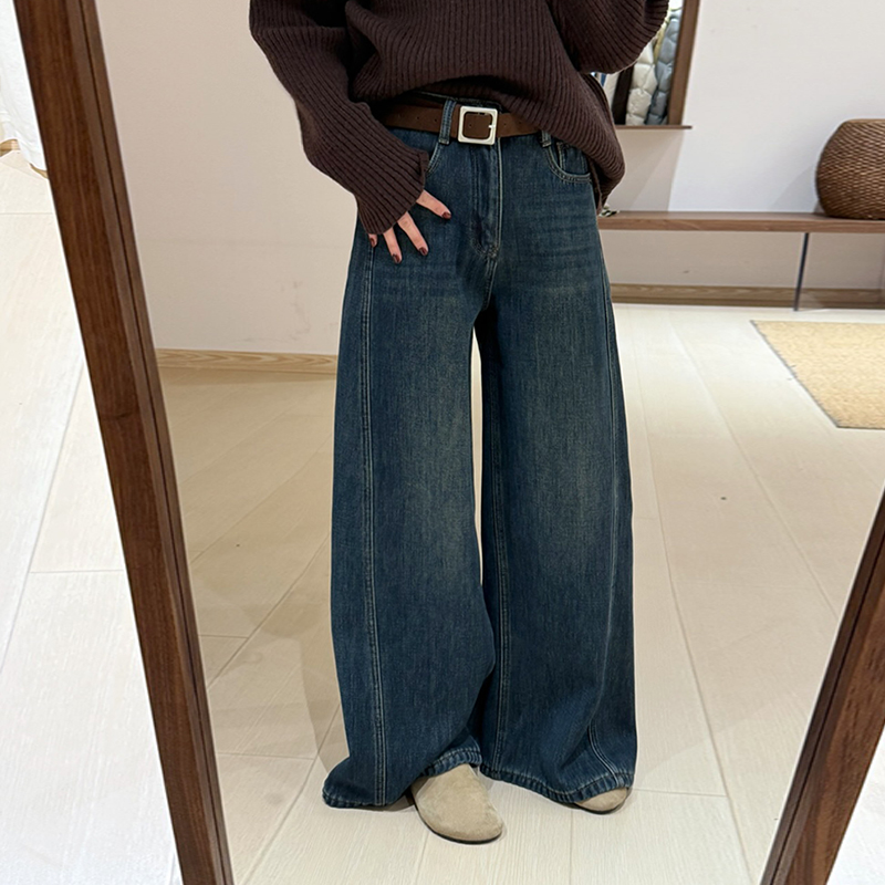 话里休闲美式两色牛仔裤