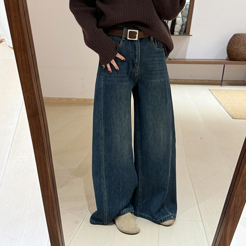 话里休闲美式两色牛仔裤