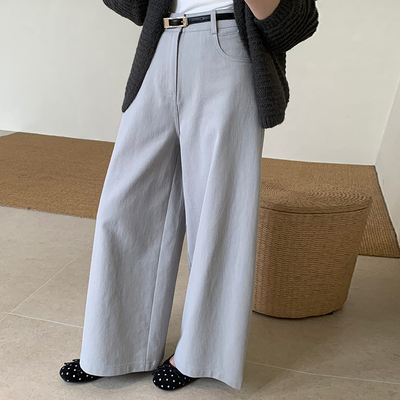 话里复古经典腰带休闲裤百搭