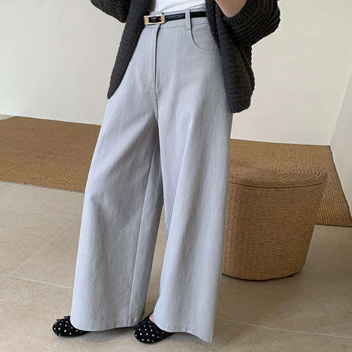 话里复古经典腰带休闲裤百搭