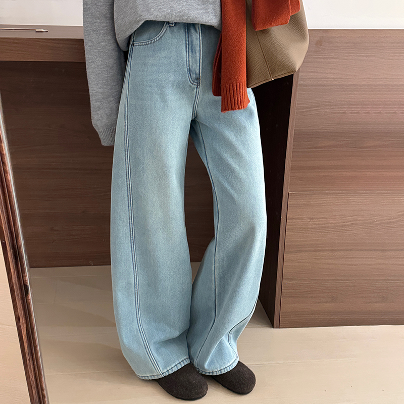 话里简约风宽松靴裤2025冬季新款韩版休闲常规腰显瘦小个子长裤女