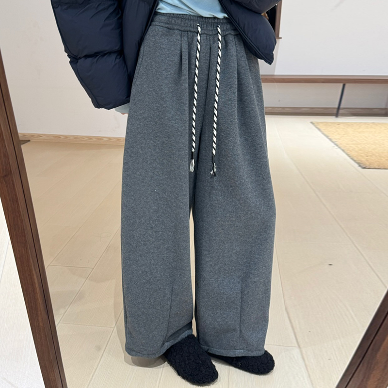 话里百搭款系带花袋子慵懒裤