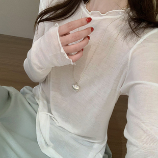 百搭女简约纯色打底衫 新款 上衣 2026春季 话里纯棉透气舒适内搭薄款