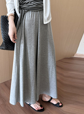 话里淑女风甜美A版型薄料半身裙2025夏季新款韩版高腰显瘦伞裙女