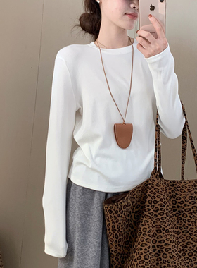 话里基础款万能百搭白色T恤2025秋新款韩版减龄休闲纯色上衣长袖