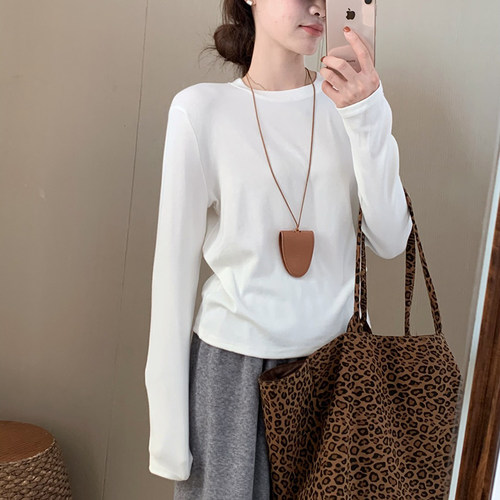 话里基础款万能百搭白色T恤2026春新款韩版减龄休闲纯色上衣长袖