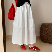 百搭纯色淑女气质半身裙 韩版 话里高腰抗皱速干伞裙2025夏季 新款