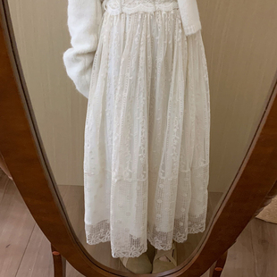 话里淑女风气质蕾丝半裙2026春季新款韩版休闲多层纱裙半身裙女