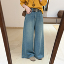 宽松显瘦减龄阔腿裤 话里高级感宽腰带甩甩牛仔裤 韩版 新款 2025冬季