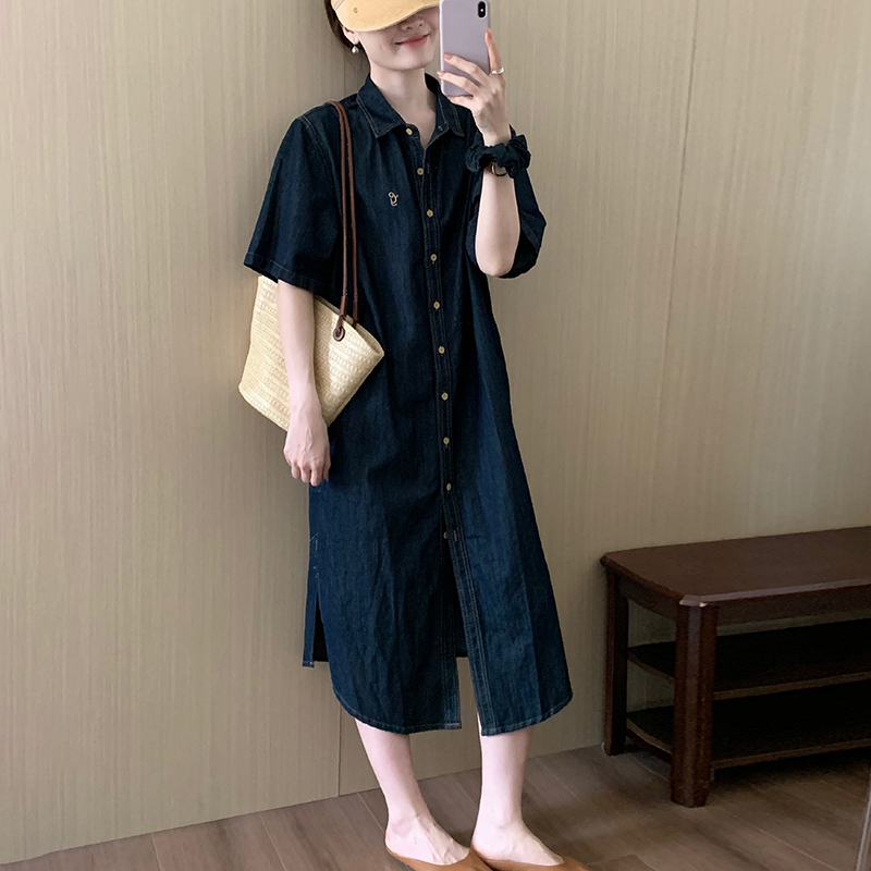 话里精致高级感韩系牛仔裙2025夏季新款韩版休闲百搭显瘦连衣裙女