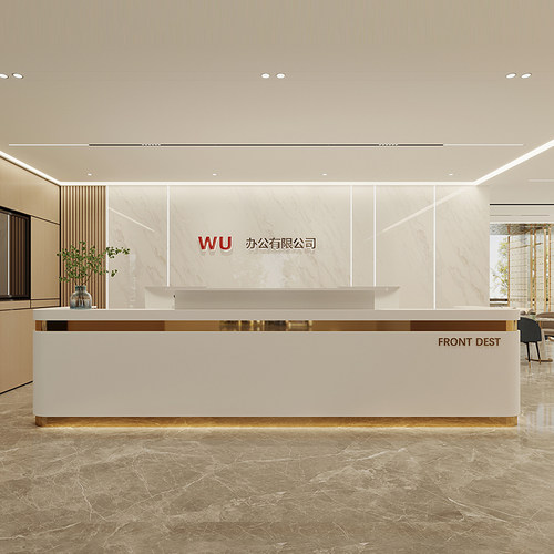 简约公司圆弧前台美容院烤漆收银台吧台简约酒店大厅写字楼接待台