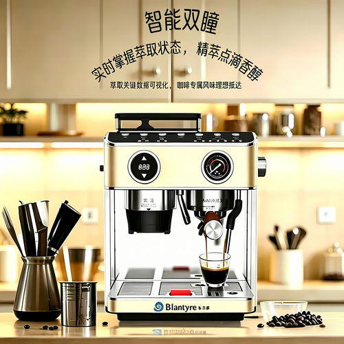 布兰泰咖啡机小型半自动磨豆商用
