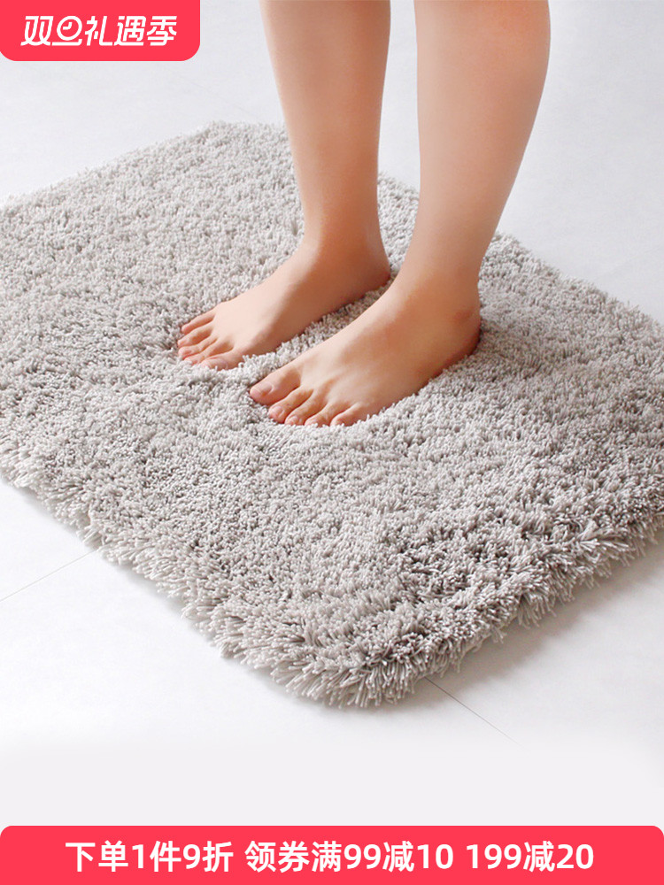 日本oka原装进口卫生间防滑脚垫 吸水速干浴室地垫家用长毛绒厚垫