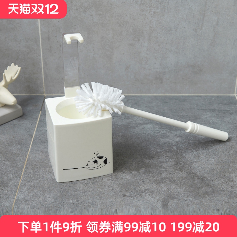 OKA日式家用白色马桶刷套装创意卫生间塑料厕刷长柄无死角清洁刷