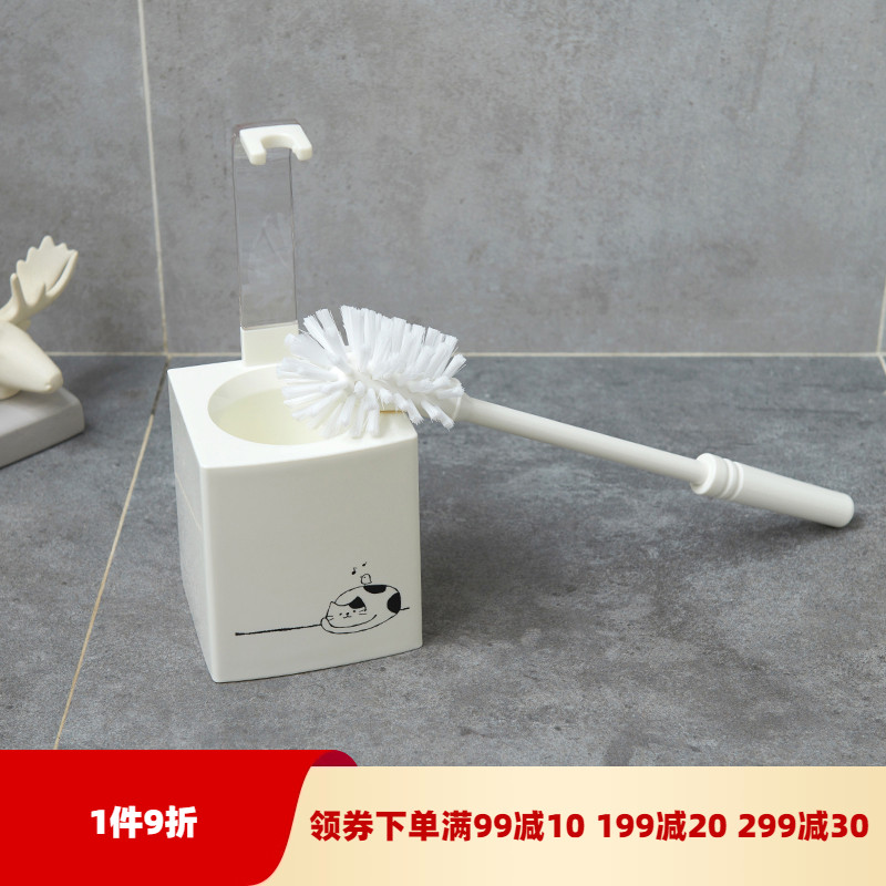 OKA日式家用白色马桶刷套装创意卫生间塑料厕刷长柄无死角清洁刷