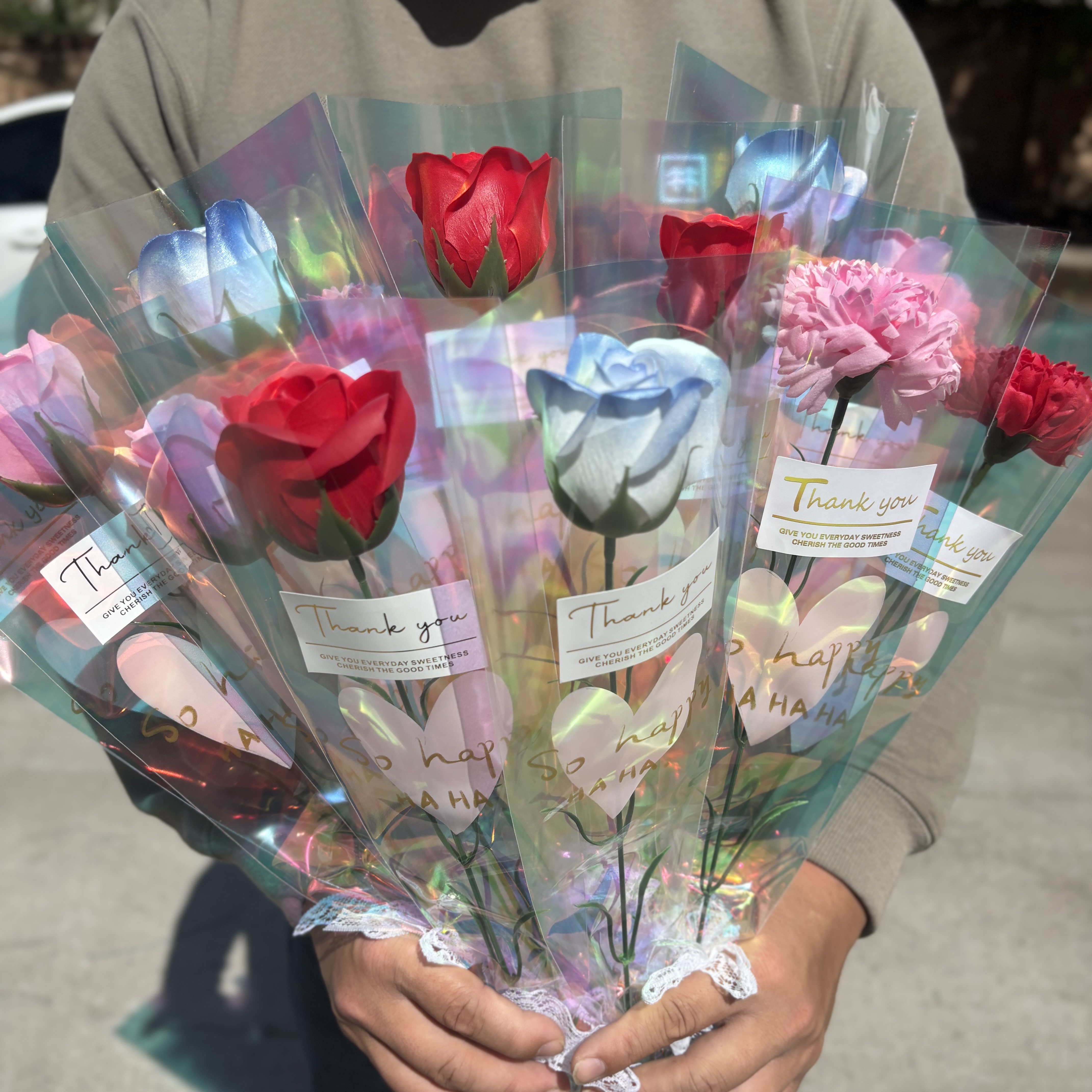 肥皂花单支玫瑰花仿真永生花活动送客户花束玫瑰香皂花束成品批发